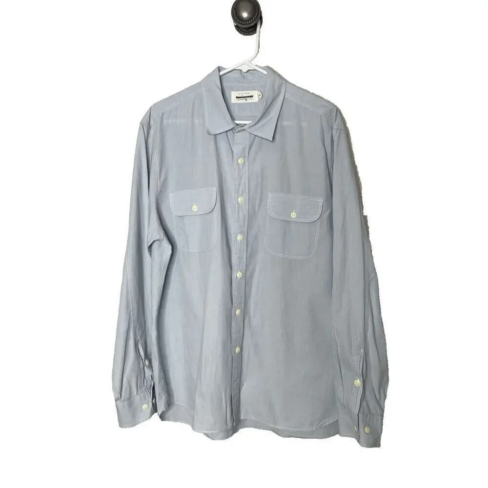 Guideboat Co Dress Shirt Size XL 100% Cotton Ply the Waters Light Blue LS